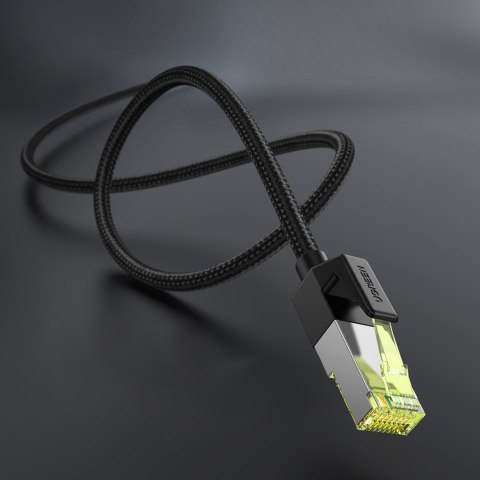 Kabel sieciowy patchcord w oplocie Ethernet RJ45 Cat 7 10Gbps 0.5m - czarny Kabel sieciowy patchcord w oplocie Ethernet RJ45 Cat 7 10Gbps 0.5m - czarny