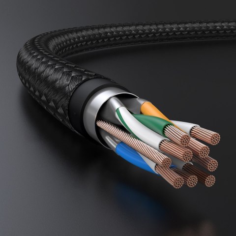 Kabel sieciowy patchcord w oplocie Ethernet RJ45 Cat 7 10Gbps 0.5m - czarny Kabel sieciowy patchcord w oplocie Ethernet RJ45 Cat 7 10Gbps 0.5m - czarny