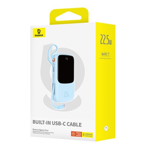 Power bank 10000mAh Qpow Pro+ 22.5W USB-C - niebieski Power bank 10000mAh Qpow Pro+ 22.5W USB-C - niebieski
