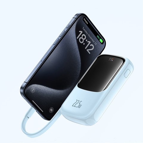 Power bank 10000mAh Qpow Pro+ 22.5W USB-C - niebieski Power bank 10000mAh Qpow Pro+ 22.5W USB-C - niebieski