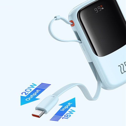 Power bank 10000mAh Qpow Pro+ 22.5W USB-C - niebieski Power bank 10000mAh Qpow Pro+ 22.5W USB-C - niebieski