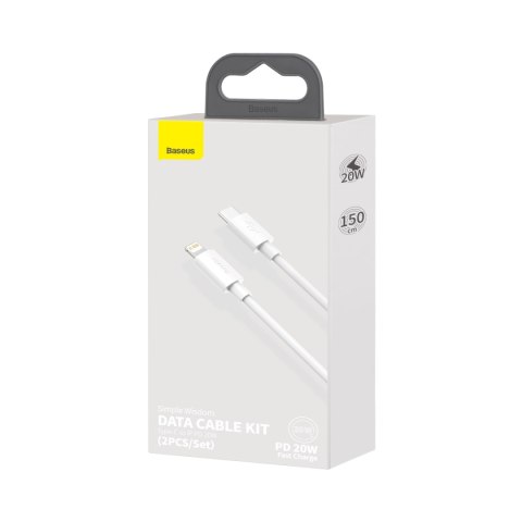 2x Kabel przewód Simple Wisdom iPhone Lightning - USB-C 20W 1.5 m - biały 2x Kabel przewód Simple Wisdom iPhone Lightning - USB-C 20W 1.5 m - biały