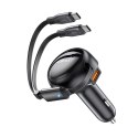 Ładowarka samochodowa B13 53W USB-A + 2 kable rozwijane USB-C - czarna