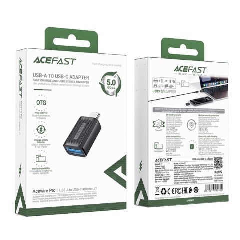 Adapter przejściówka USB-A do USB-C 3.0 (męski) 5Gb/s - czarny Adapter przejściówka USB-A do USB-C 3.0 (męski) 5Gb/s - czarny