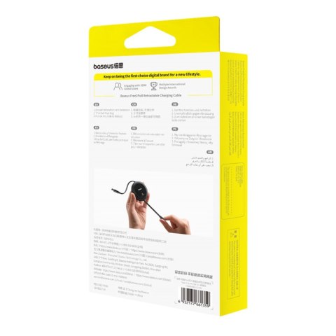 Kabel przewód zwijany Free2Pull USB-C - iPhone Lightning 20W 1m - czarny Kabel przewód zwijany Free2Pull USB-C - iPhone Lightning 20W 1m - czarny