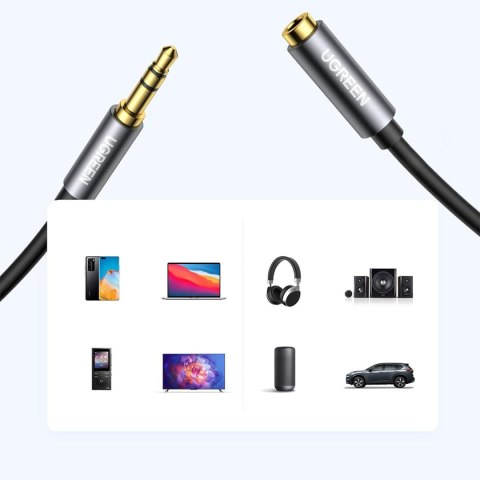 Kabel przedłużacz audio mini jack 3.5mm 5m - srebrny Kabel przedłużacz audio mini jack 3.5mm 5m - srebrny