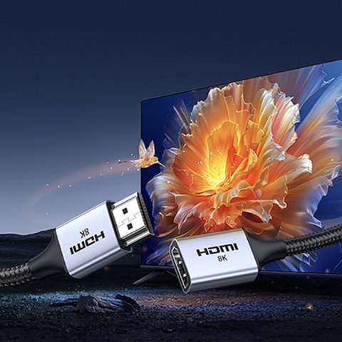 Kabel przedłużacz przewód HDMI (męski) / HDMI (żeński) 8K 15cm - szary Kabel przedłużacz przewód HDMI (męski) / HDMI (żeński) 8K 15cm - szary