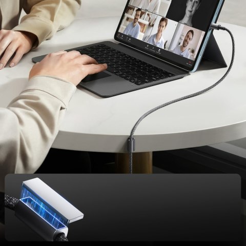 Kabel przewód USB-A - USB-C z organizerem uchwytem magnetycznym 1.2m - szary Kabel przewód USB-A - USB-C z organizerem uchwytem magnetycznym 1.2m - szary