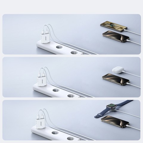 Mała i supercienka ładowarka sieciowa 20W USB-A USB-C - biała Mała i supercienka ładowarka sieciowa 20W USB-A USB-C - biała