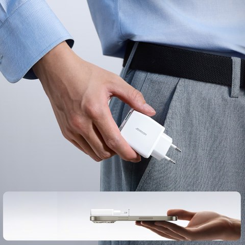 Mała i supercienka ładowarka sieciowa 20W USB-A USB-C - biała Mała i supercienka ładowarka sieciowa 20W USB-A USB-C - biała