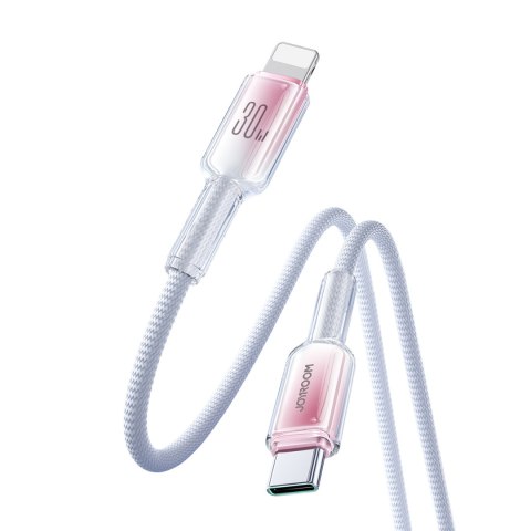 Kabel przewód Crystal-Clear Series 30W USB-C - iPhone Lightning 1.2m - biały Kabel przewód Crystal-Clear Series 30W USB-C - iPhone Lightning 1.2m - biały