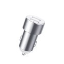 Rozdzielacz samochodowy 2x gniazdo zapalniczki 80W 2x USB-A 3.1A - srebrny