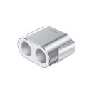 Rozdzielacz samochodowy 2x gniazdo zapalniczki 80W 2x USB-A 3.1A - srebrny