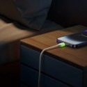 Kabel przewód USB-A - iPhone Lightning z fluorescencyjną końcówką 1.2m - beżowy