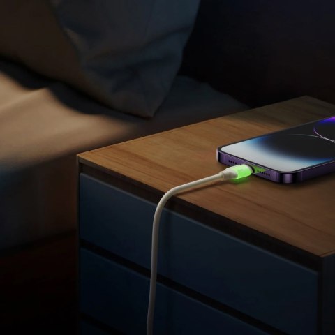Kabel przewód USB-A - iPhone Lightning z fluorescencyjną końcówką 1.2m - beżowy Kabel przewód USB-A - iPhone Lightning z fluorescencyjną końcówką 1.2m - beżowy