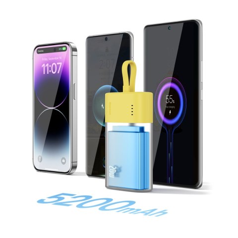 Powerbank Popsicle 5200mAh 20W z kablem Lightning 60W/20V/3A/30cm - zółto-różowy Powerbank Popsicle 5200mAh 20W z kablem Lightning 60W/20V/3A/30cm - zółto-różowy