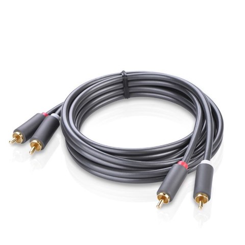 Kabel przewód audio 2RCA (męski) - 2RCA (męski) 2m - szary Kabel przewód audio 2RCA (męski) - 2RCA (męski) 2m - szary