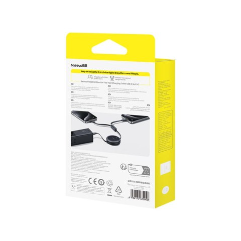 Kabel przewód zwijany USB-C - 2 x USB-C Bright Mirror Series 100W 1m - czarny Kabel przewód zwijany USB-C - 2 x USB-C Bright Mirror Series 100W 1m - czarny