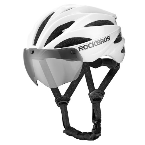 Kask rowerowy z szybką odpinanymi okularami z filtrem UV unisex - biały Kask rowerowy z szybką odpinanymi okularami z filtrem UV unisex - biały