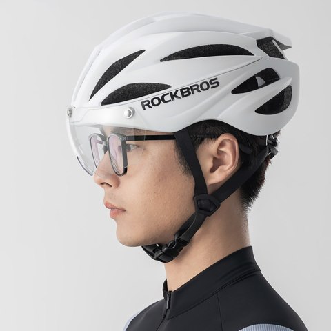 Kask rowerowy z szybką odpinanymi okularami z filtrem UV unisex - biały Kask rowerowy z szybką odpinanymi okularami z filtrem UV unisex - biały