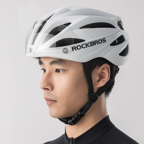 Kask rowerowy z szybką odpinanymi okularami z filtrem UV unisex - biały Kask rowerowy z szybką odpinanymi okularami z filtrem UV unisex - biały