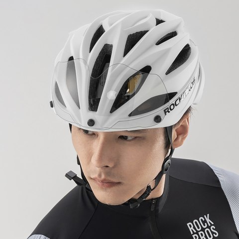 Kask rowerowy z szybką odpinanymi okularami z filtrem UV unisex - biały Kask rowerowy z szybką odpinanymi okularami z filtrem UV unisex - biały