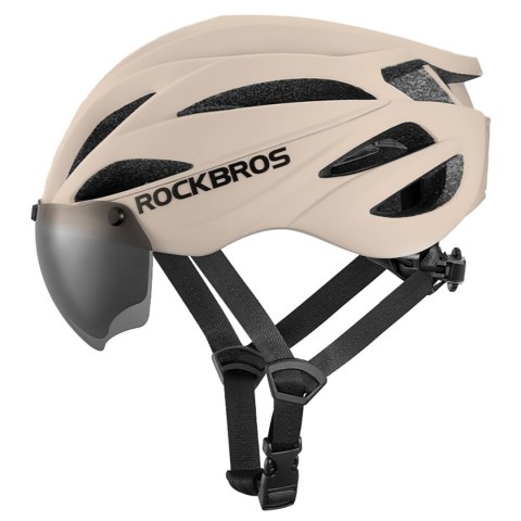 Kask rowerowy z szybką odpinanymi okularami z filtrem UV unisex - brązowy Kask rowerowy z szybką odpinanymi okularami z filtrem UV unisex - brązowy