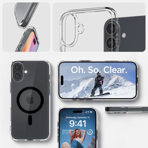 Etui plecki na iPhone 16 Plus Ultra Hybrid Mag z MagSafe - przezroczyste czarne Etui plecki na iPhone 16 Plus Ultra Hybrid Mag z MagSafe - przezroczyste czarne
