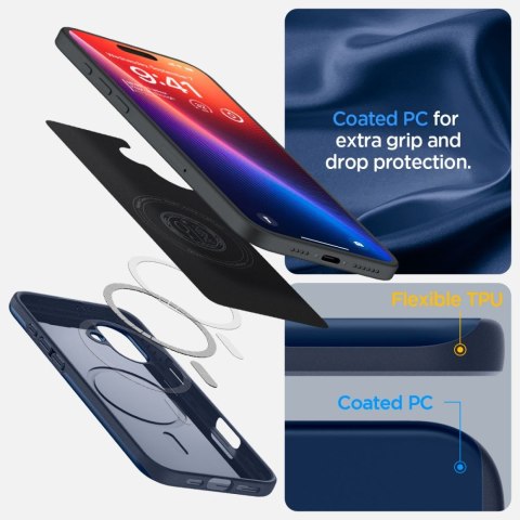 Etui ochronne na iPhone 16 Thin Fit Magsafe - niebieskie Etui ochronne na iPhone 16 Thin Fit Magsafe - niebieskie