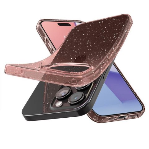 Etui case na iPhone 15 Pro Liquid Crystal Glitter - różowo przezroczyste Etui case na iPhone 15 Pro Liquid Crystal Glitter - różowo przezroczyste