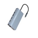 14w1 HUB do 3 monitorów USB-A USB-C DisplayPort HDMI RJ45 SD TF mini jack - szary