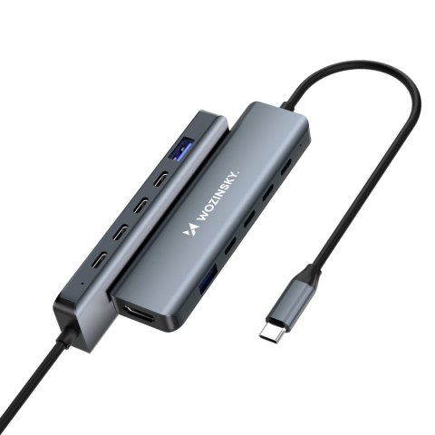 6w1 Hub rozdzielacz USB-A USB-C DisplayPort HDMI - szary 6w1 Hub rozdzielacz USB-A USB-C DisplayPort HDMI - szary