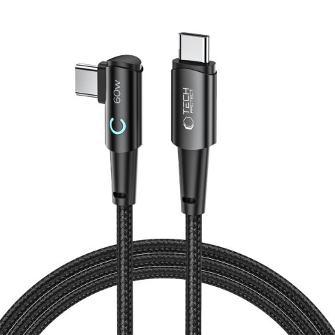 Kabel przewód kątowy i prosty USB-C 60W 6A 2m - szary Kabel przewód kątowy i prosty USB-C 60W 6A 2m - szary