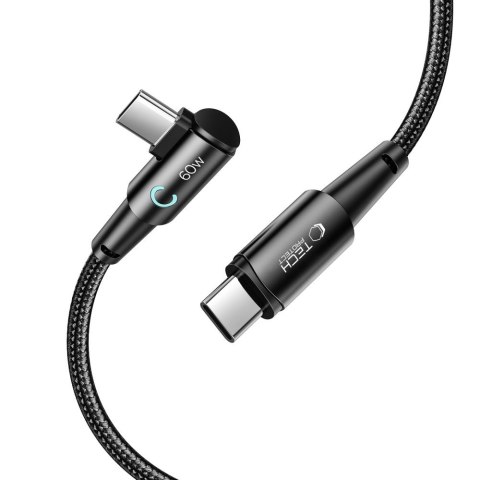 Kabel przewód kątowy i prosty USB-C 60W 6A 2m - szary Kabel przewód kątowy i prosty USB-C 60W 6A 2m - szary
