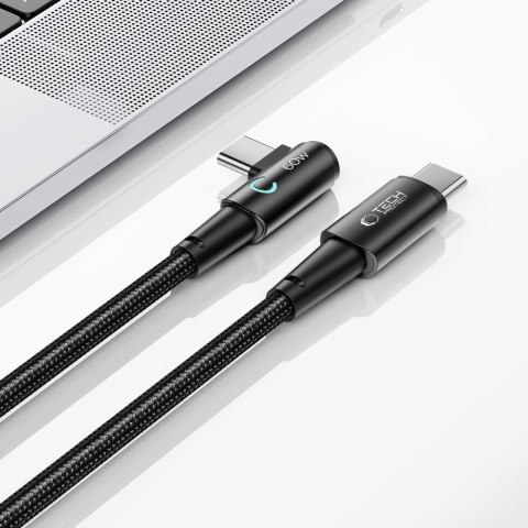 Kabel przewód kątowy i prosty USB-C 60W 6A 2m - szary Kabel przewód kątowy i prosty USB-C 60W 6A 2m - szary
