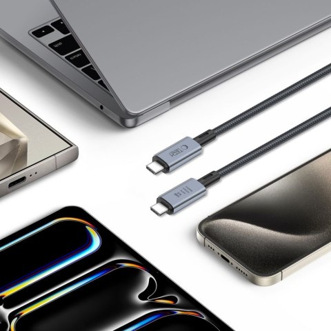 Kabel przewód szybki USB-C 4.0 PD 240W 8K 40Gbps 1m - szary Kabel przewód szybki USB-C 4.0 PD 240W 8K 40Gbps 1m - szary