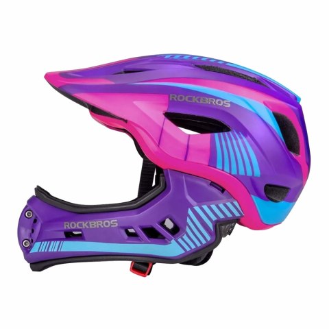 Kask rowerowy dziecięcy z odpinaną szczęką rozmiar M - fioletowo-różowy Kask rowerowy dziecięcy z odpinaną szczęką rozmiar M - fioletowo-różowy