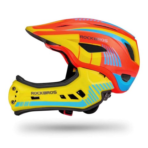 Kask rowerowy dziecięcy z odpinaną szczęką rozmiar S - żółto-pomarańczowy Kask rowerowy dziecięcy z odpinaną szczęką rozmiar S - żółto-pomarańczowy