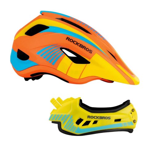 Kask rowerowy dziecięcy z odpinaną szczęką rozmiar S - żółto-pomarańczowy Kask rowerowy dziecięcy z odpinaną szczęką rozmiar S - żółto-pomarańczowy