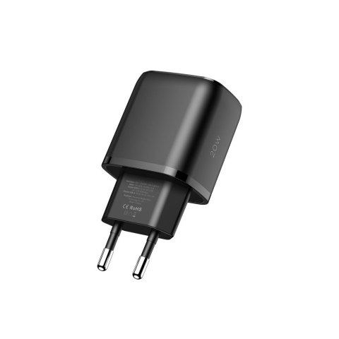 Ładowarka sieciowa USB-C PD 20W / USB-A QC 3.0 - czarna Ładowarka sieciowa USB-C PD 20W / USB-A QC 3.0 - czarna