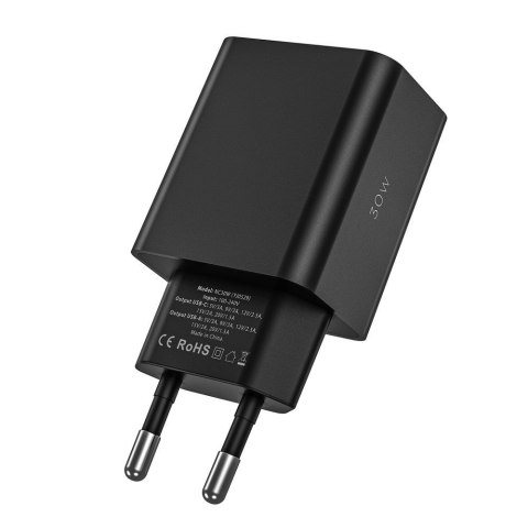 Ładowarka sieciowa USB-C PD / USB-A QC 30W - biała Ładowarka sieciowa USB-C PD / USB-A QC 30W - biała