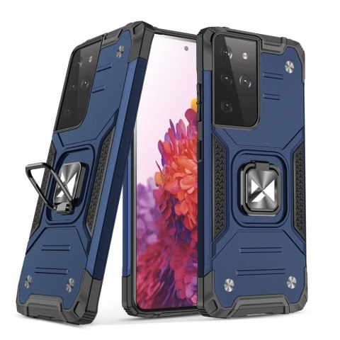Pancerne hybrydowe etui z magnetycznym uchwytem do Samsung Galaxy S22 Ultra Ring Armor - niebieski Pancerne hybrydowe etui z magnetycznym uchwytem do Samsung Galaxy S22 Ultra Ring Armor - niebieski