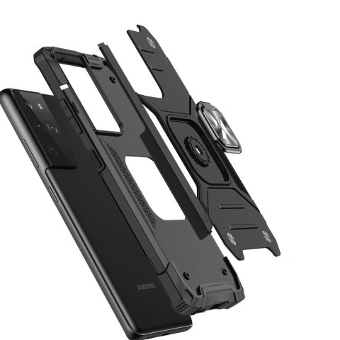 Pancerne hybrydowe etui z magnetycznym uchwytem do Samsung Galaxy S22 Ultra Ring Armor - niebieski Pancerne hybrydowe etui z magnetycznym uchwytem do Samsung Galaxy S22 Ultra Ring Armor - niebieski