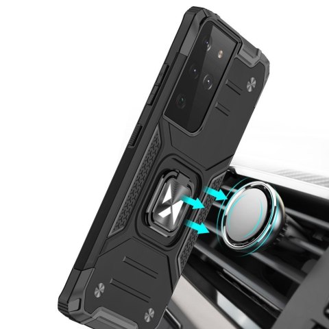 Pancerne hybrydowe etui z magnetycznym uchwytem do Samsung Galaxy S22 Ultra Ring Armor - niebieski Pancerne hybrydowe etui z magnetycznym uchwytem do Samsung Galaxy S22 Ultra Ring Armor - niebieski