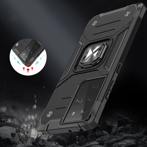 Pancerne hybrydowe etui z magnetycznym uchwytem do Samsung Galaxy S22 Ultra Ring Armor - niebieski Pancerne hybrydowe etui z magnetycznym uchwytem do Samsung Galaxy S22 Ultra Ring Armor - niebieski