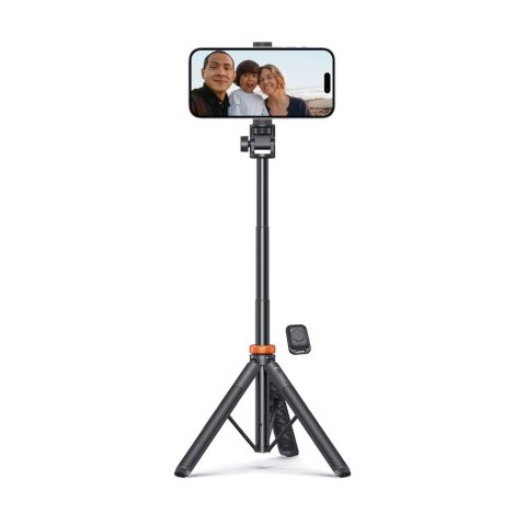 Selfie stick kijek do zdjęć Bluetooth z pilotem tripodem głowicą 148cm - czarny Selfie stick kijek do zdjęć Bluetooth z pilotem tripodem głowicą 148cm - czarny