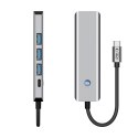 5w1 HUB Adapter USB-C PD USB-A HDMI 4K 60Hz 100W - szary
