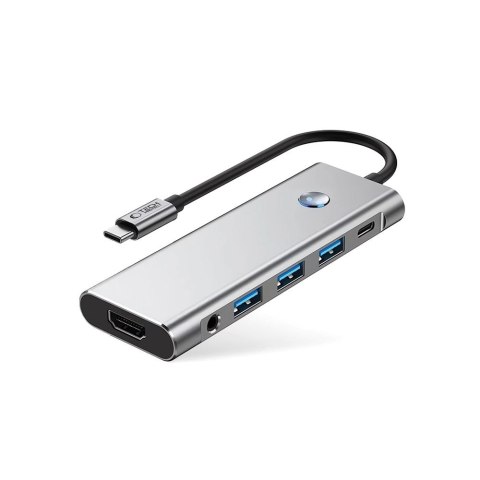 9w1 HUB Adapter USB-C USB-A HDMI SD TF PD 100W mini jack 3.5 4K 60Hz - szary 9w1 HUB Adapter USB-C USB-A HDMI SD TF PD 100W mini jack 3.5 4K 60Hz - szary