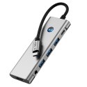 9w1 HUB Adapter USB-C USB-A HDMI SD TF PD 100W mini jack 3.5 4K 60Hz - szary
