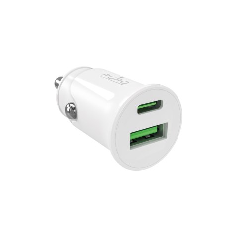 Ładowarka samochodowa USB-A USB-C Power Delivery 20W - biała Ładowarka samochodowa USB-A USB-C Power Delivery 20W - biała